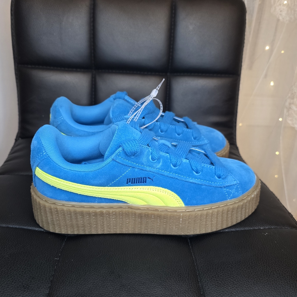 PUMA xFenty Creeper Phatty Womens Casual Shoes Speed Blue with lime logo